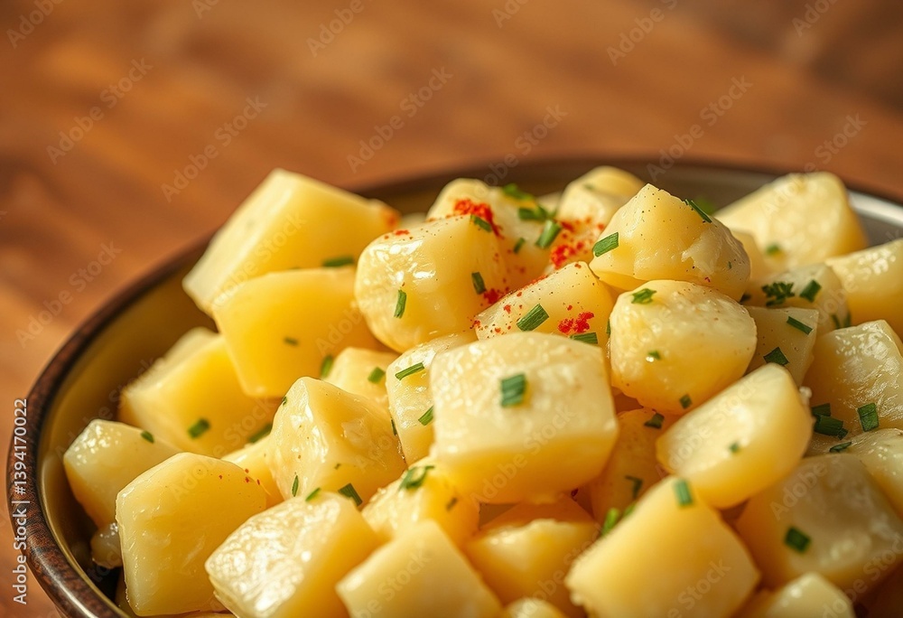 Warm and inviting potato salad with creamy texture and fresh herbs Warm and inviting potato salad with creamy texture and fresh herbs