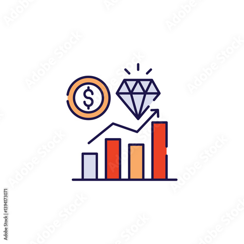 Value Creator icon design with white background stock illustration