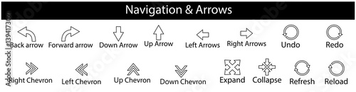 Navigation Arrows Icons Set for UI UX Web Design and App Interface