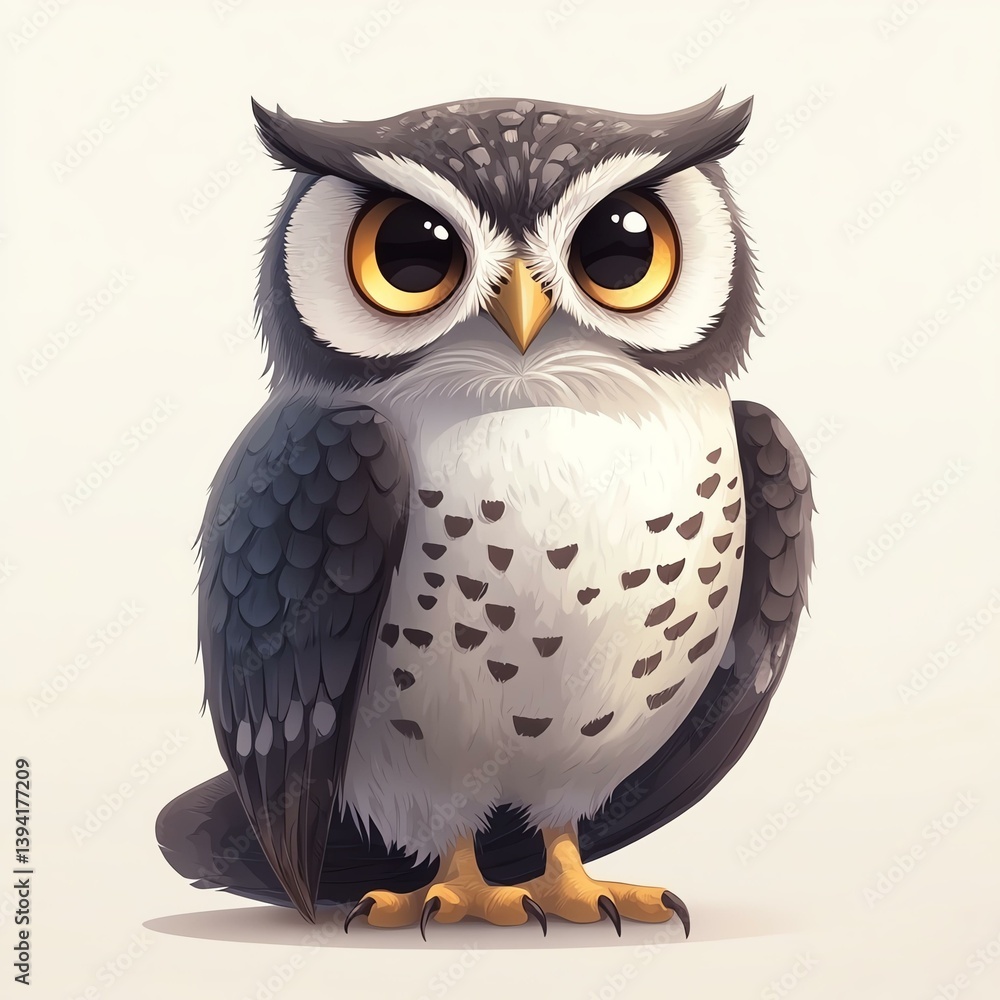 Fototapeta premium owl family around the world A cartoon owl with vivid eyes and feathers.