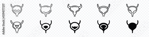 Bladder icon. Human bladder line icon set. Urology and urinary icon, bladder icon, urinary bladder organ illustration, Bladder Icon Set - Minimalist Human Anatomy Symbols