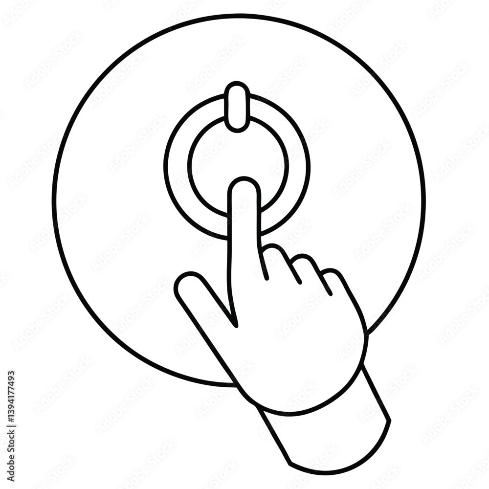 hand with a touch screen