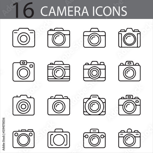 Icon Collection of 16 Photography Camera Designs – Digital, Vintage, and Camera Lens