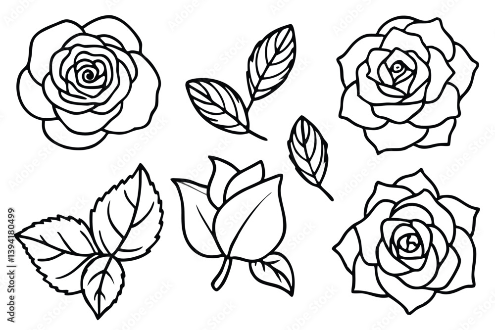Rose Leaf Line Art Elegant Sketch for Nature Inspired Drawing Rose Leaf Line Art Elegant Sketch for Nature Inspired Drawing