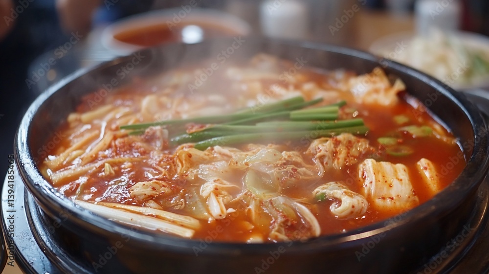 Hot pot with kimchi and meat Hot pot with kimchi and meat