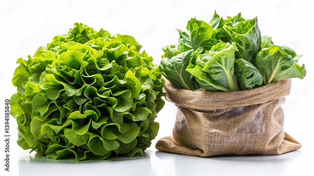 Fresh Crisp Lettuce Heads Two Bags of Vibrant Green Ready for a Delicious Salad Fresh Crisp Lettuce Heads Two Bags of Vibrant Green Ready for a Delicious Salad