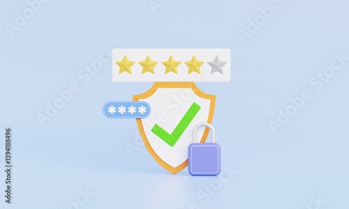 Concept of safety rating after using security system service, 3d illustration