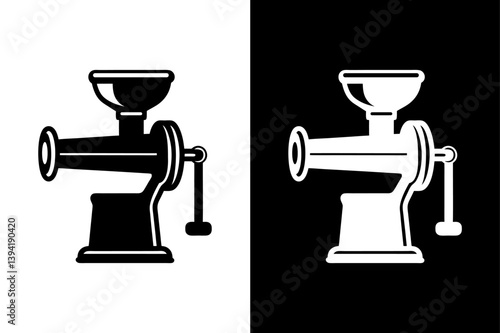 Classic Meat Grinder Vector Icon – Black Silhouette on White Background.