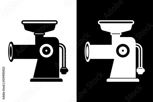 Classic Meat Grinder Vector Icon – Black Silhouette on White Background.