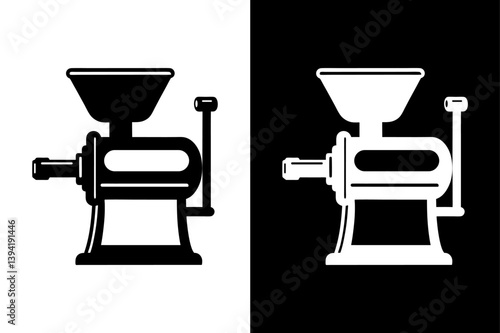 Minimalist Meat Grinder Icon – Monochrome Silhouette Vector.