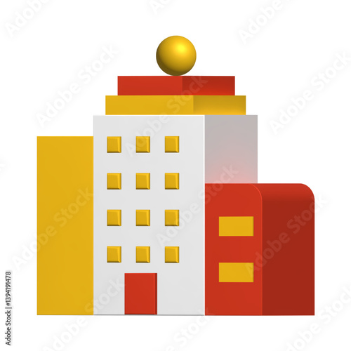 3d office bulding illustration icon
