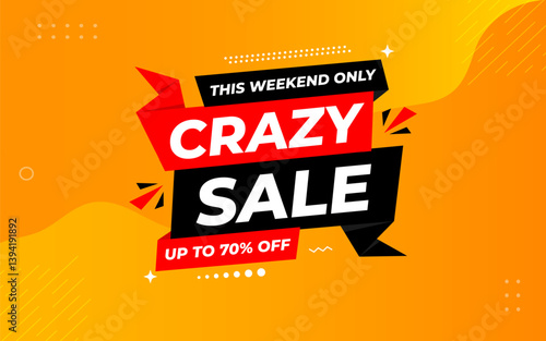 Crazy Sale offer Background. Sale banner design template. Vector illustration. Market promotion banner and crazy discount announcement background vector illustration
