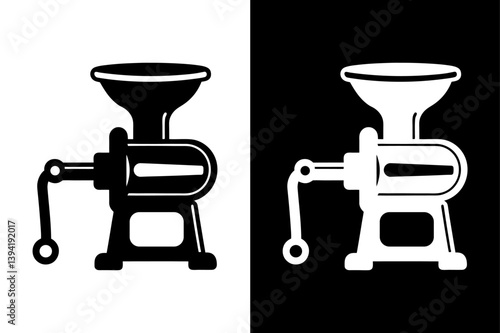 Minimalist Meat Grinder Icon – Monochrome Silhouette Vector.