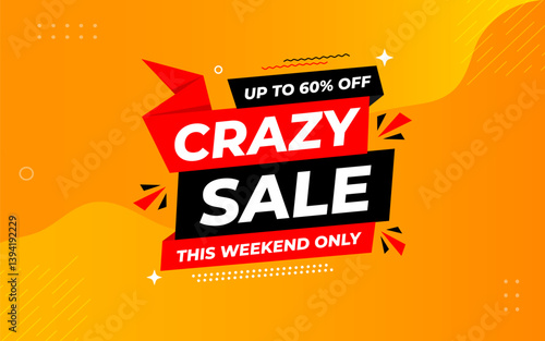 Crazy Sale offer Background. Sale banner design template. Vector illustration. Market promotion banner and crazy discount announcement background vector illustration