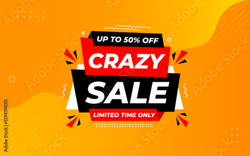 Crazy Sale offer Background. Sale banner design template. Vector illustration. Market promotion banner and crazy discount announcement background vector illustration