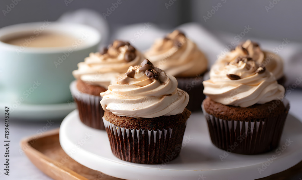 Chocolate Coffee Cream Cupcakes, Generative AI Chocolate Coffee Cream Cupcakes, Generative AI
