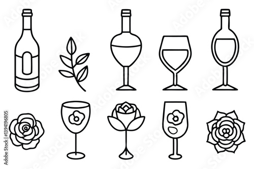 Ros Line Art Illustration Beautiful Floral Sketch for Prints  