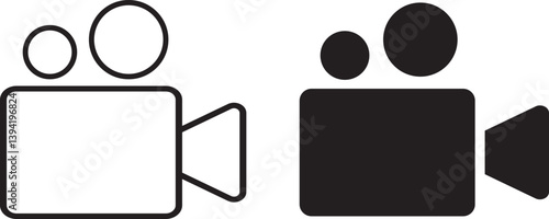 Video camera icon set. Line and bold style Video camera symbol. Camera sign