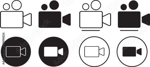 Video camera icon set. Line and bold style Video camera symbol. Camera sign