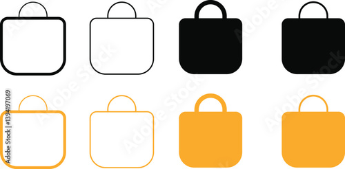 Shopping Bag Icon Set. shopping or online shopping bag symbol for e commerce
