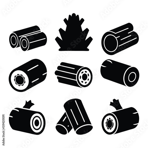 Wood logo icons of silhouette black shape vector illustration isolated on white background 