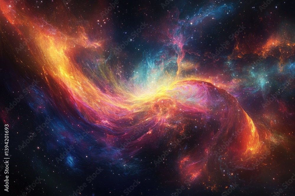 Fototapeta premium Cosmic nebula swirling with vibrant colors