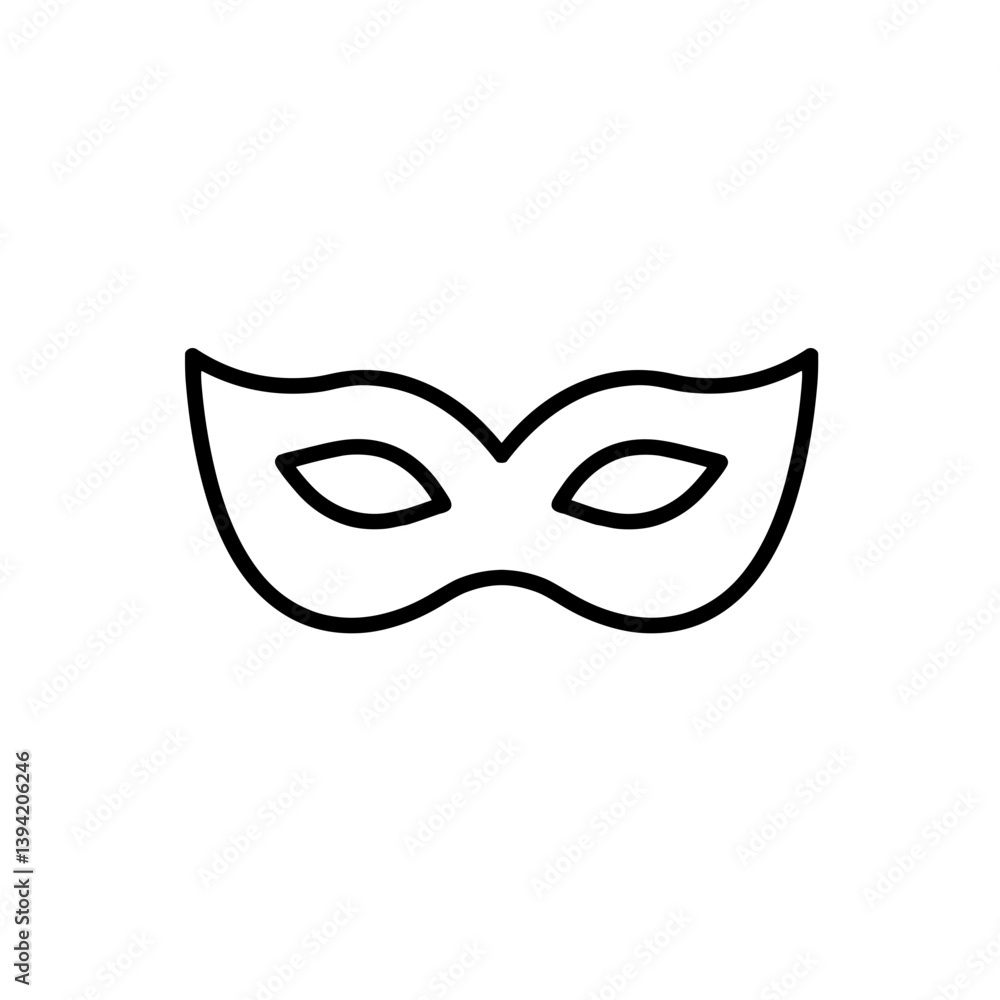 Mask icon representing mystery and celebration in minimal style  