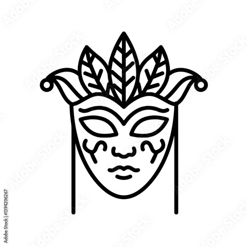 Decorative mask with foliage design in minimalist style  
