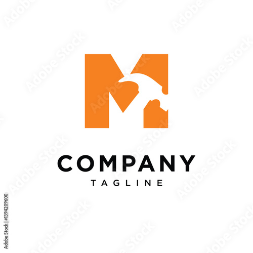 Letter M Hammer Contruction Logo Icon Vector