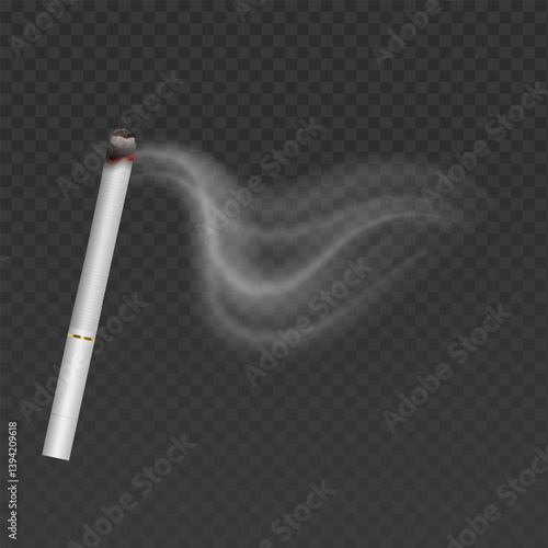 Cigarette with smoke effect isolated on a transparent background Realistic Smoke Steam Fog Effects 