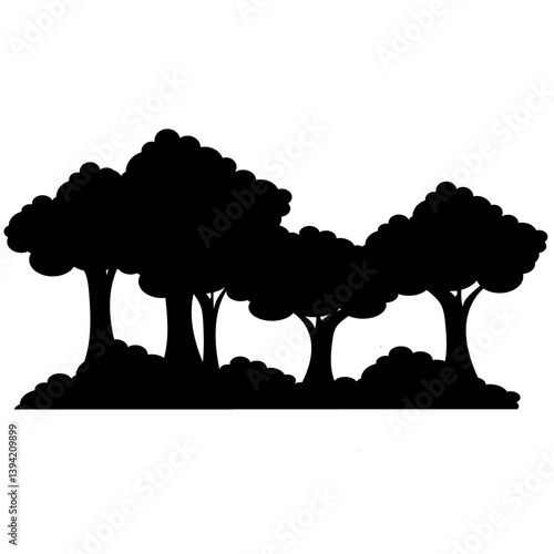 silhouette Forest Illustration – Eco Balck and White PNG