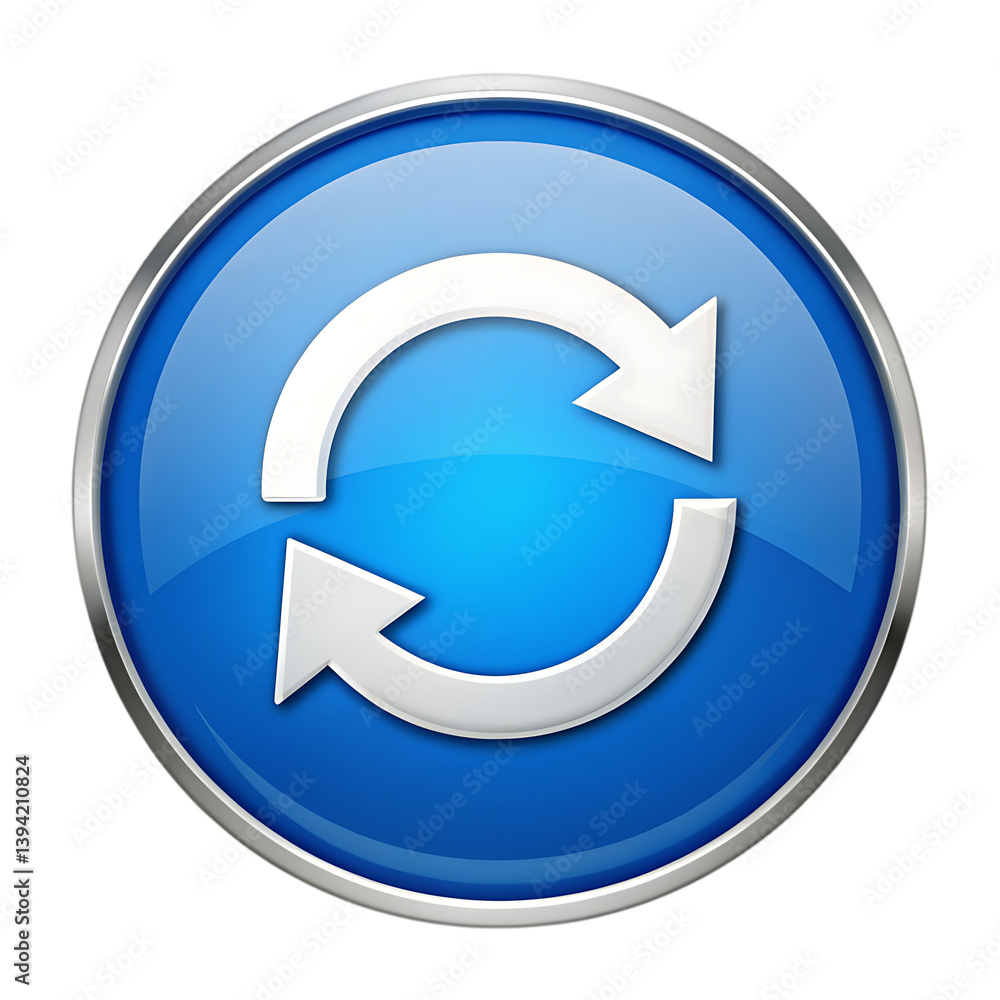 Refresh Button: Blue Circular Icon Refresh Button: Blue Circular Icon