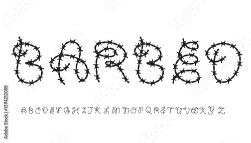 Silhouette font with a barbed wire texture