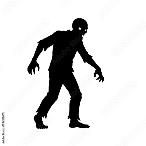 Zombie silhouette walking against a plain background  