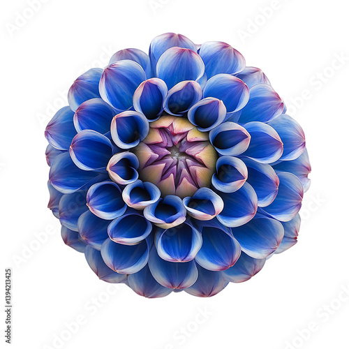 Obraz na płótnie A closeup view of a symmetrical flower featuring curved and tightly rolled petals in a radial pattern, forming a vivid geometric structure centered within a dark background w salonie