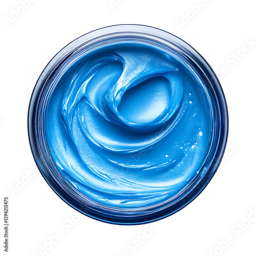 Obraz na płótnie A top-down view of a circular cosmetic jar filled with smooth cream or gel, featuring shiny surface textures and soft curves, isolated neatly on a black background w salonie
