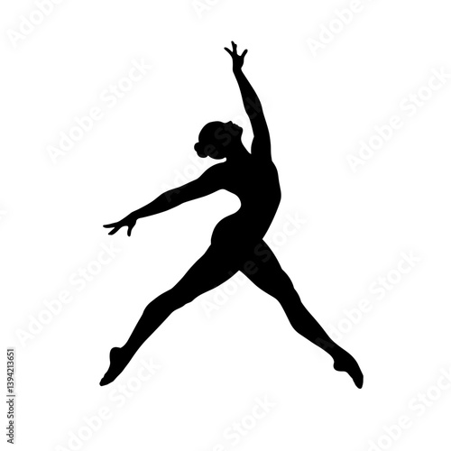 Dancer expressing joy while performing a leap against a plain background  