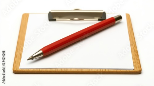 Wallpaper Mural Blank clipboard with a red pen resting on clean white paper in a minimalist workspace Torontodigital.ca