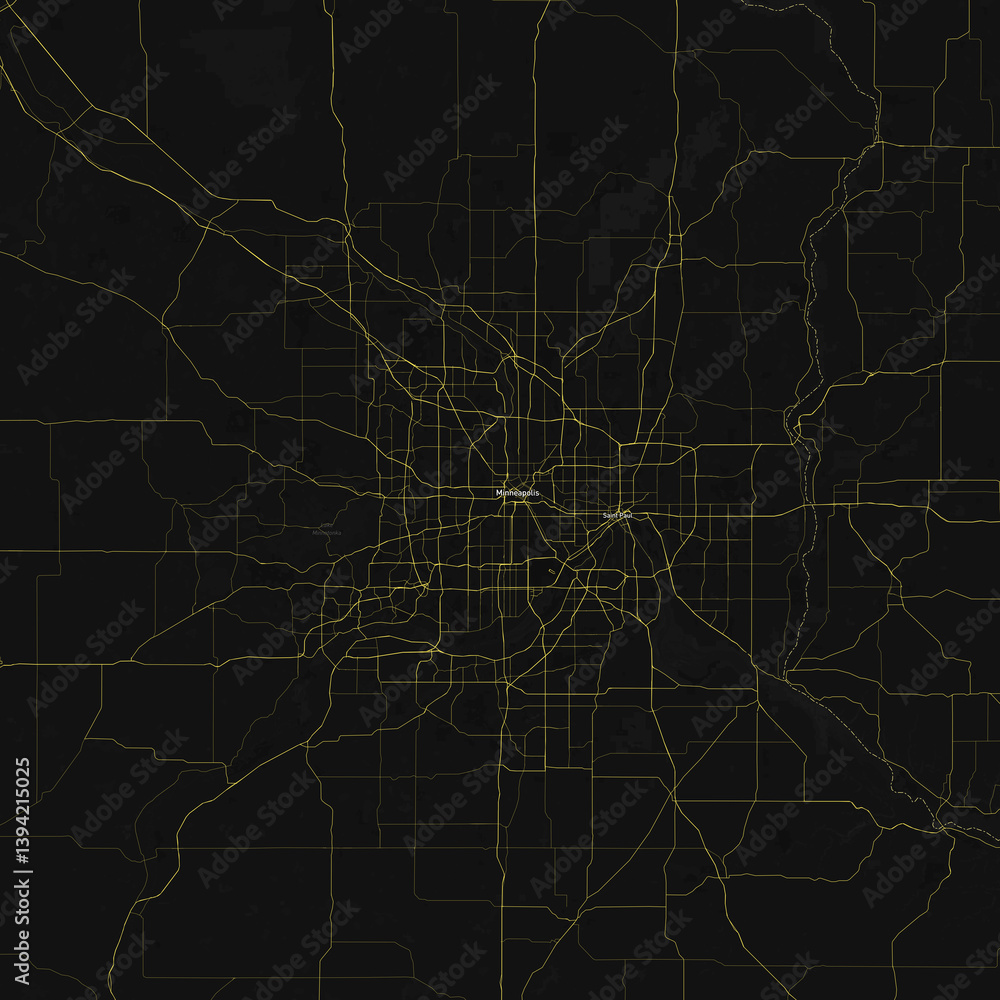 Fototapeta premium Minneapolis, Minnesota, United States, City Street Map