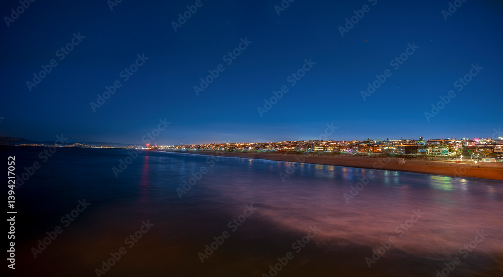 Night time along the coast of Southern California in the South Bay
