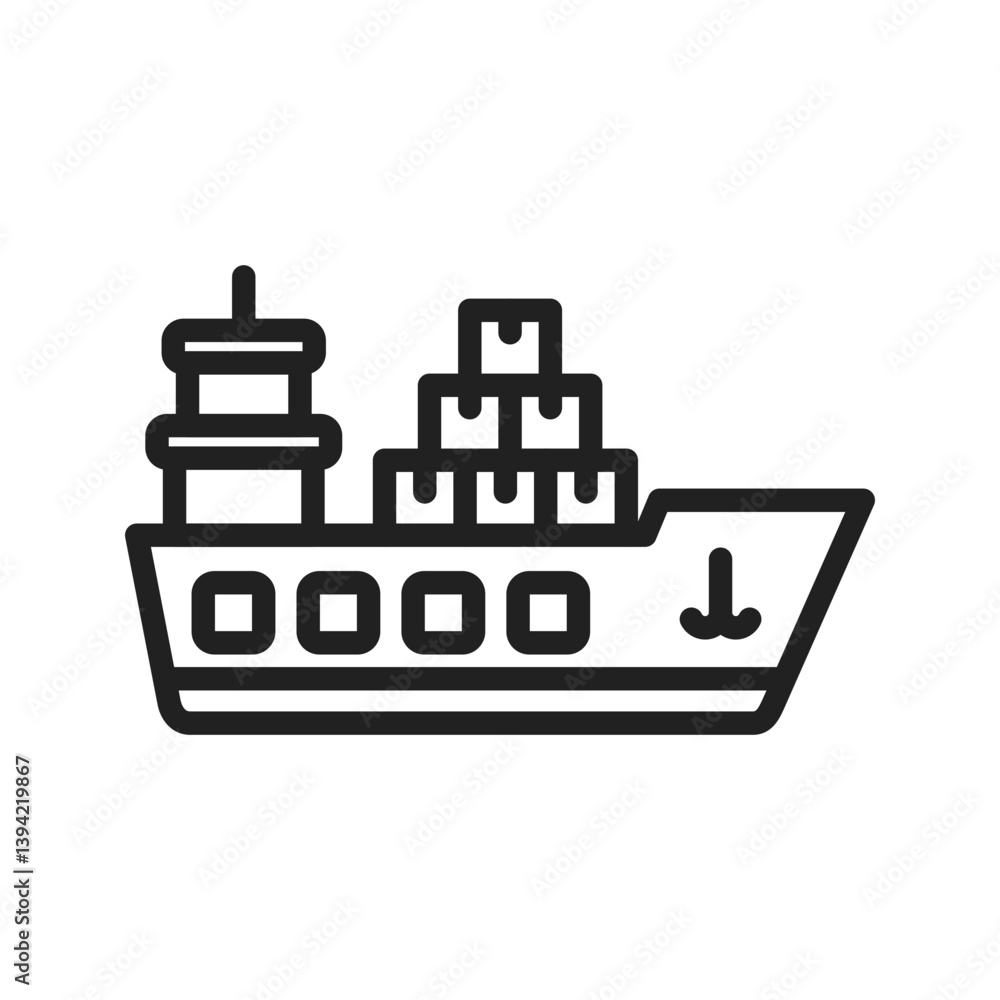 Delivery Ship icon vector image. Suitable for mobile apps, web apps and print media. Delivery Ship icon vector image. Suitable for mobile apps, web apps and print media.