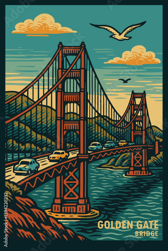 The Golden Gate Bridge vector illustartion