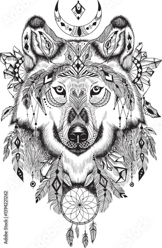 laser engraving wolf dreamcatcher