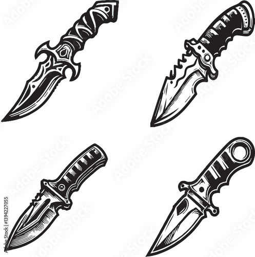 Metal tool design vector illustration of a knife and sword