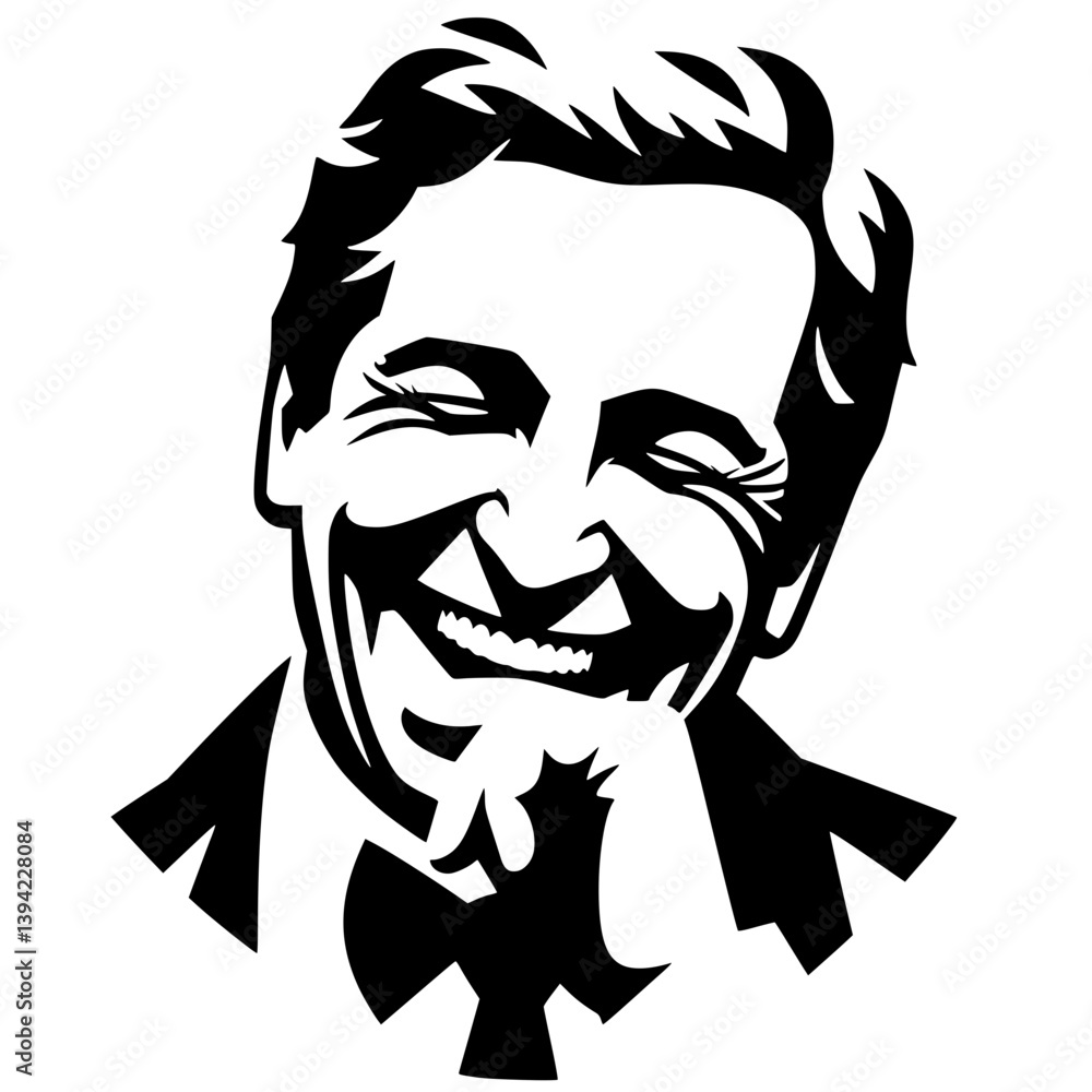 Silhouette portrait of a man laughing Silhouette portrait of a man laughing