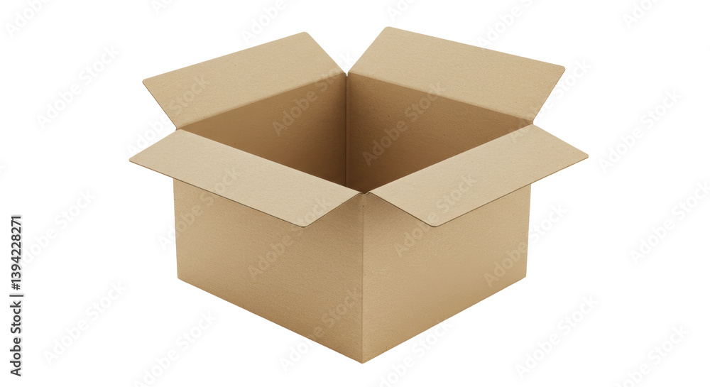 Isolated Open Cardboard Box for Packaging and Storage Isolated Open Cardboard Box for Packaging and Storage
