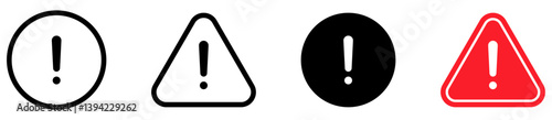 Caution, danger and warning signs . attention vector icon . exclamation mark icon in red circle and triangle shape