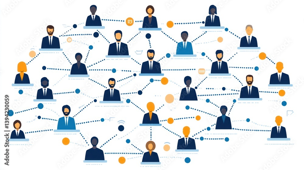 Network connection of diverse professionals communicating through digital platforms and sharing ideas visually represented Network connection of diverse professionals communicating through digital platforms and sharing ideas visually represented