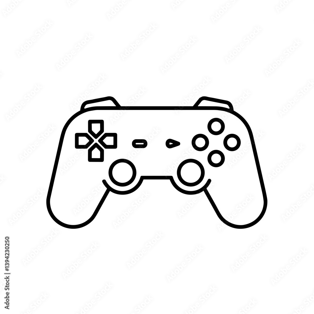 Game controller outline illustration on a white background Game controller outline illustration on a white background