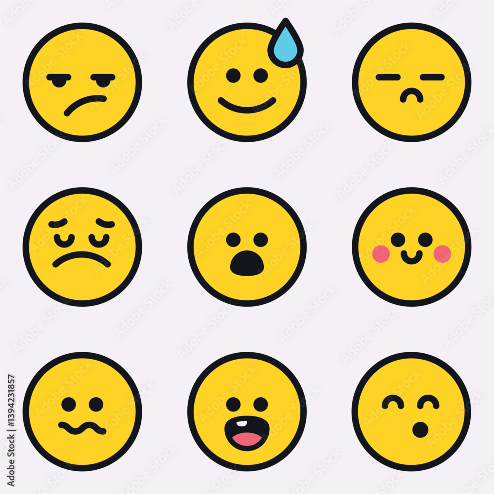 Flat Emoji Faces – Emotions Icon Set Flat Emoji Faces – Emotions Icon Set